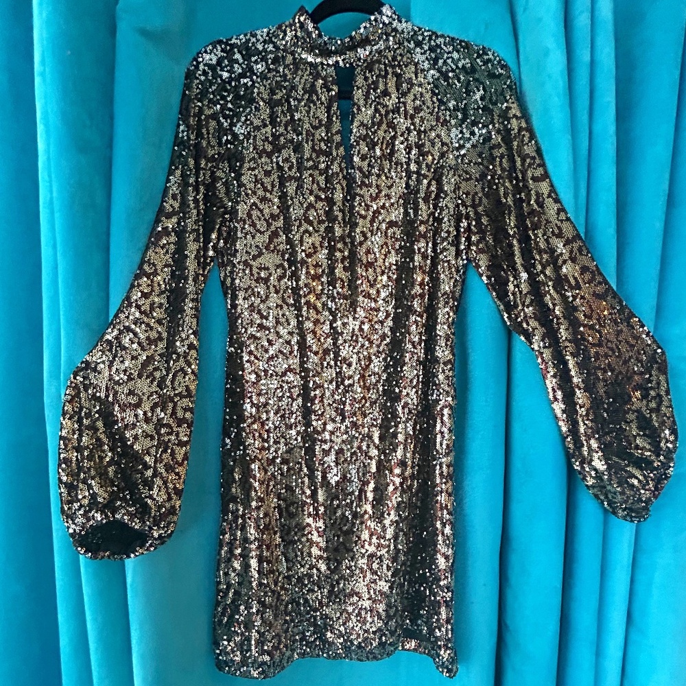 New with tags -Milly Brown animal print sequen print size 6